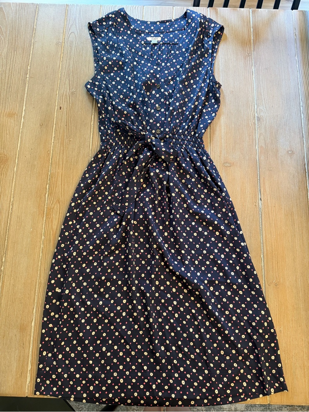 Fossil Navy Midi Dress with Multicolor Dot Print